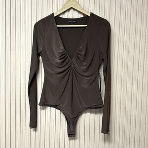 Moa Moa Brown Women's Rushed Bodysuit Size L